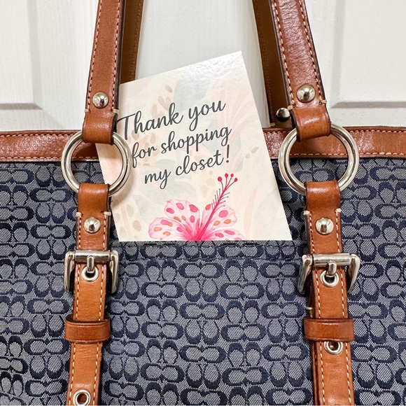 Coach Gallery Vintage Tote in Mini Signature Jacquard with Brown Leather Trim - Picture 11 of 13